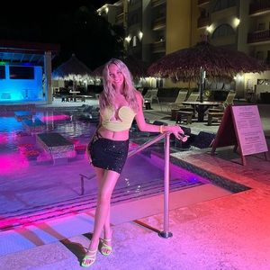 Black sequin mini skirt